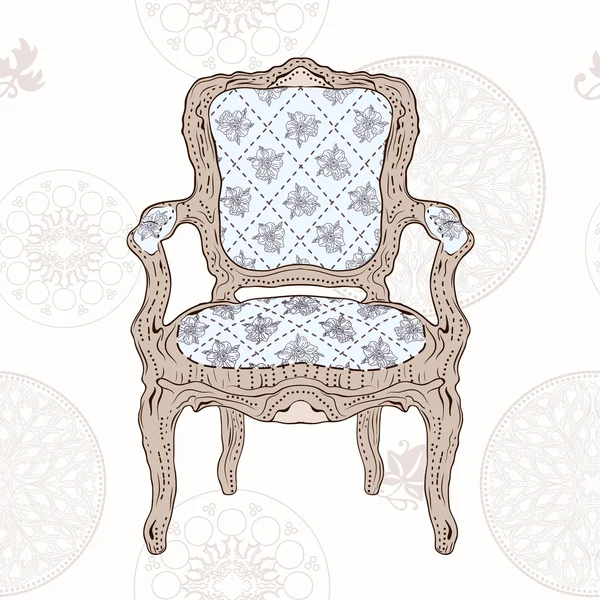 Винтажное кресло и радиальный узор — стоковый вектор