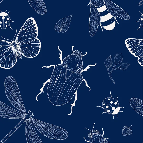 Insects seamless pattern — Stock Vector