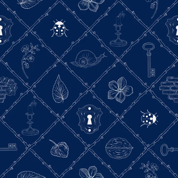 Lieu magique motif sans couture — Image vectorielle