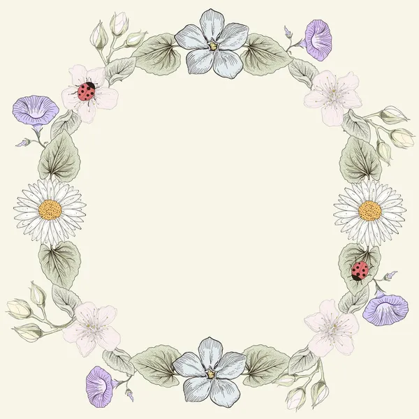 Floral frame vintage engraving style — Stock Vector