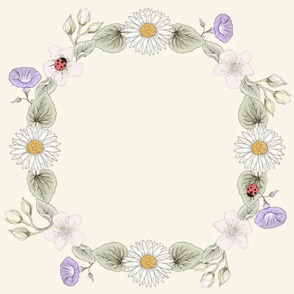 Floral frame vintage engraving style — Stock Vector