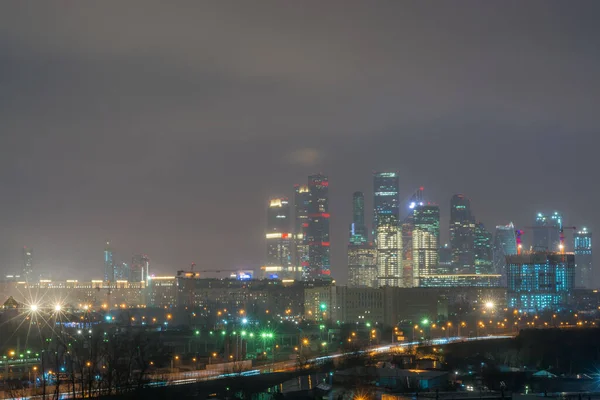 Ciudad Moscú Skyline Por Noche — Foto de Stock