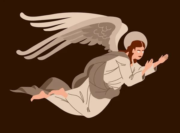 Ein Fliegender Geflügelter Engel Aus Orthodoxen Ikonen Ein Himmlischer Bote — Stockvektor