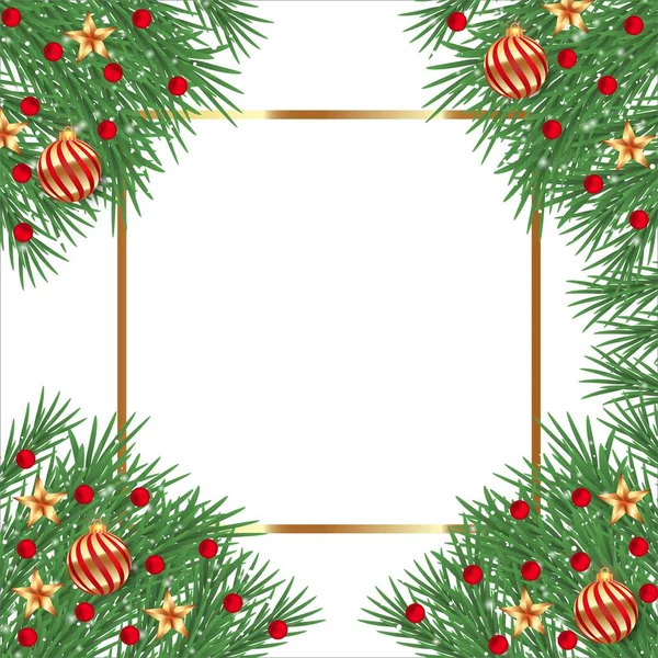 Weihnachtsecke Mit Goldenem Stern Und Goldenem Rahmen Weihnachtsecke Mit Roten — Stockvektor