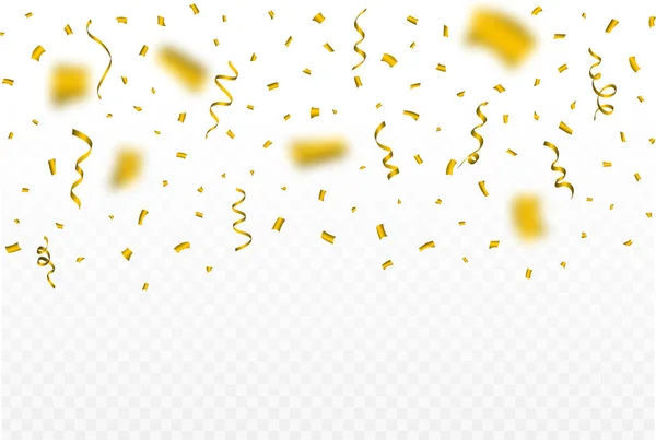 狂欢节背景的Confetti矢量图解 金色的派对金银花和五彩纸屑飘落 金冠在透明的背景下被隔离 节庆元素 生日庆祝活动 — 图库矢量图片