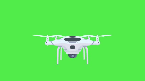 Drone Volando Pantalla Verde Animación Drones Espía Vídeo Con Una — Vídeo de stock