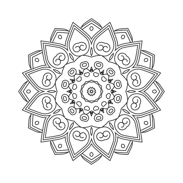 Indian Decoration Mandala Vector Black White Coloring Book Arabic Pattern — Stock Vector