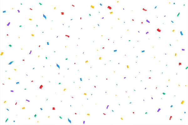 Красочные конфетти падение иллюстрации изолированы на прозрачном фоне. Мероприятие и празднование юбилея. Синяя, красная, желтая мишура падает. Карнавальные элементы. Простое цветное падение конфетти.