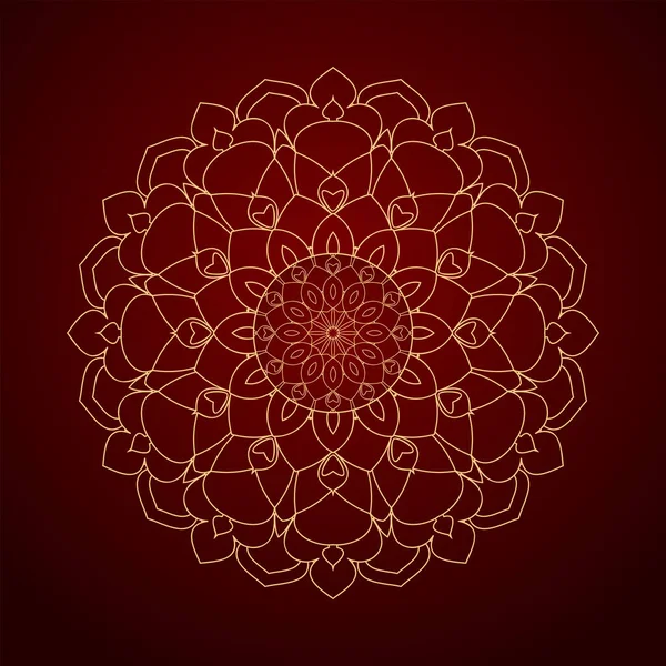Luxurious Golden Mandala Vector Mandala Ornament Red Background Luxurious Decoration — Stock Vector