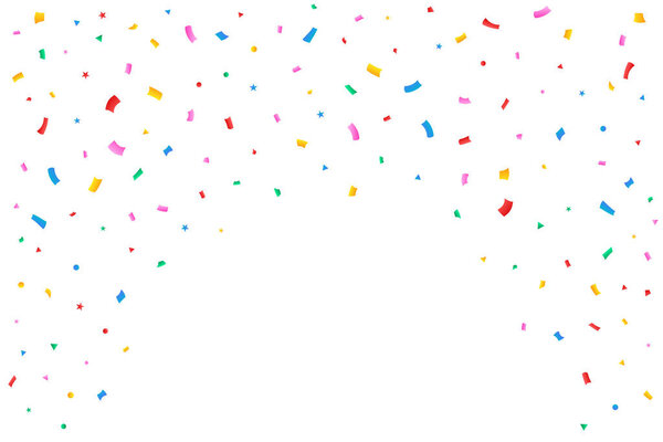 Конфетти векторные иллюстрации для фона фестиваля. Красный, зеленый, золотой, синий конфетти на прозрачном фоне. Конфетти падают на прозрачном фоне. Элемент празднования события и вечеринки.