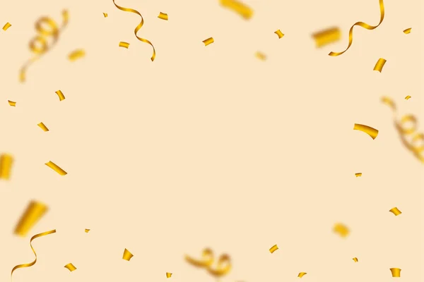 Golden Confetti Explosion Isolated Gold Background Golden Party Tinsel Confetti — Stockvector