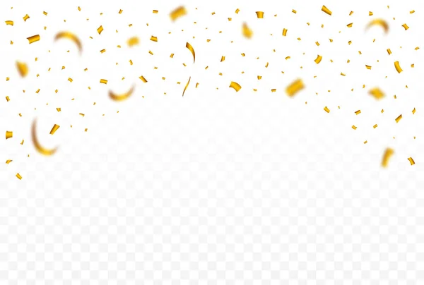 Golden Confetti Falling Isolated Transparent Background Confetti Falling Illustration Golden — 图库矢量图片