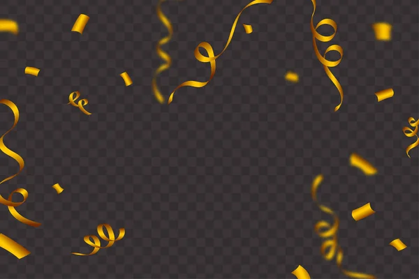 Golden Confetti Falling Frame Isolated White Background Confetti Vector Carnival — Vettoriale Stock