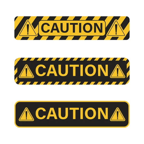 Caution Danger Sign Set Yellow Black Color Warning Sign Police — Vetor de Stock