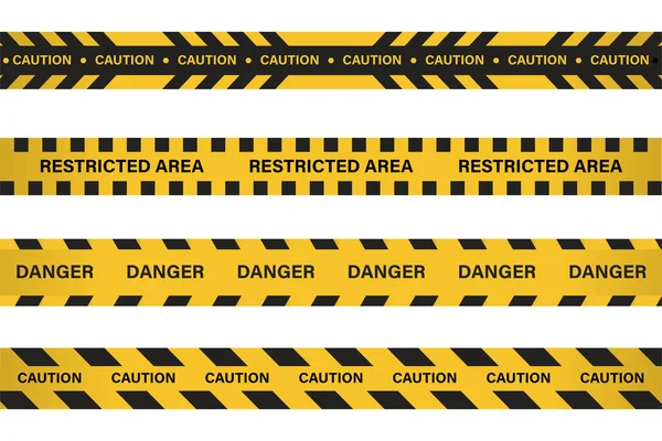 Restricted Area Danger Tape Yellow Black Color Caution Tape Police — Stock Vector