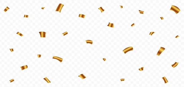 Golden Confetti Tinsel Falling Isolated Dark Background Anniversary Birthday Celebration — 图库矢量图片