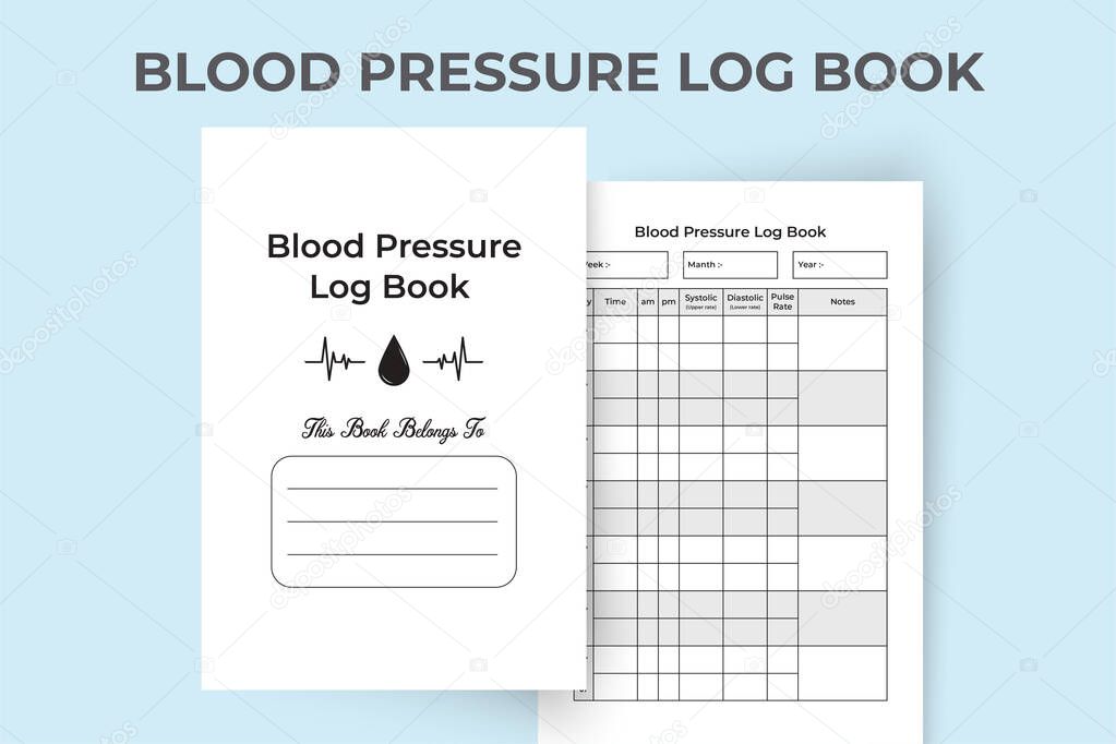 Blood pressure log book KDP interior. Pulse tracker journal template. KDP interior notebook. KDP interior Blood pressure notebook. Blood pressure logbook and Pulse tracker. Blood pressure tracker.