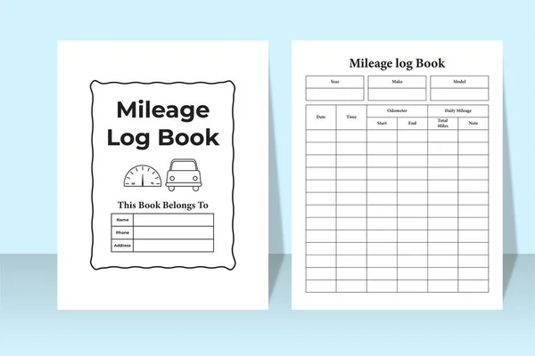 Kdp Interior Mileage Tracker Notebook Mileage Checklist Interior Template Mileage — Stock Vector
