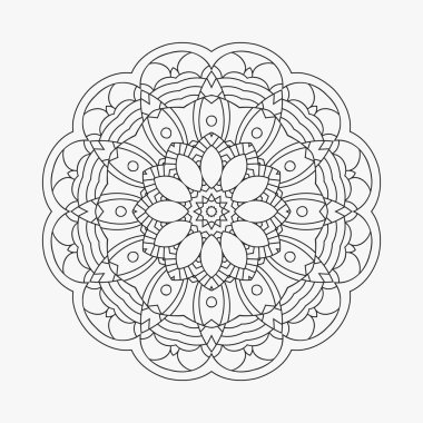 Boyama sayfaları için mandala deseni. Çiçek mandala çizgisi sanat vektörü. Dairesel mandala desen vektörü. Eski Hint dekorasyon unsurları. Renkli sayfa mandala deseni.