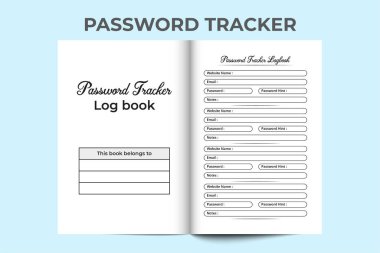 Şifre takip günlüğü KDP dahili. Parola izleyici ve web sitesi bilgi şablonu. KDP iç kayıt defteri şablonu. Şifre izleyici KDP iç dizüstü bilgisayarı. Web sitesi bilgi izleyici.