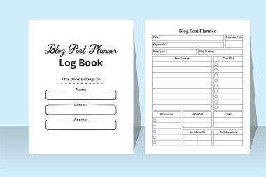 Günlük planlayıcısı KDP dahili dergisi. Günlük posta çizelgesi ve izleyici dizüstü bilgisayar şablonu. Blog yazarı günlük kaydı şablonu üzerinde çalışıyor. KDP iç kayıt defteri. İçerik yazarlar planlayıcı günlüğü içsel.