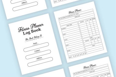 Fitness organizatörü KDP iç dizüstü bilgisayar. Günlük egzersiz rutini ve günlük beslenme planlama şablonu. KDP dahili kayıt defteri. Spor salonu planlayıcısı ve günlük yemek planlayıcısı iç mimarisi.