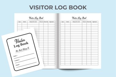 KDP dahili ziyaretçi defteri şablonu. Ziyaretçi zamanlama takip defteri içerisi. İş amaçlı ziyaretçi giriş ve çıkış takip günlüğü şablonu. KDP iç kayıt defteri.