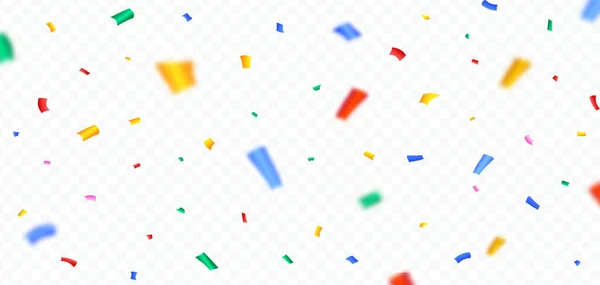 Multicolor Confetti Valt Een Transparante Achtergrond Festival Feestelementen Vector Kleurrijke — Stockvector