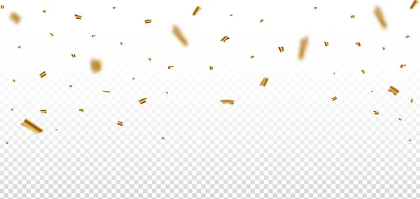 Golden Confetti Faller Illustration Transparent Bakgrund Festivalfestelement Med Konfetti Och — Stock vektor
