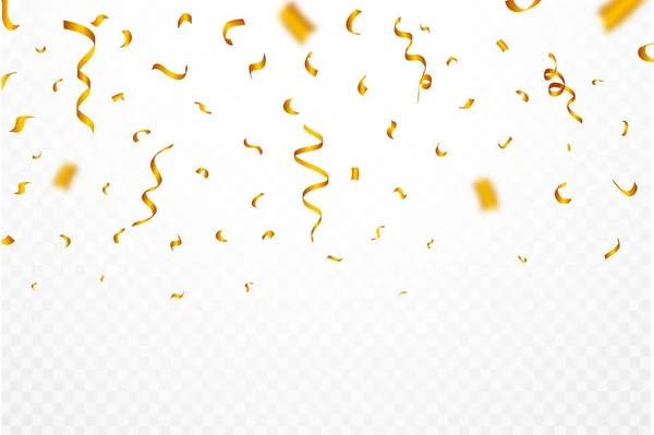 Gouden Confetti Achtergrond Realistisch Gouden Lint Confetti Vector Illustratie Golden — Stockvector