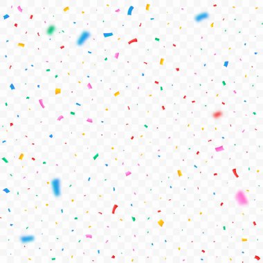 Confetti vector illustration for festival background. Colorful tinsel and confetti explosion. Multicolor confetti on transparent background. Event and party celebration. Festival elements. clipart