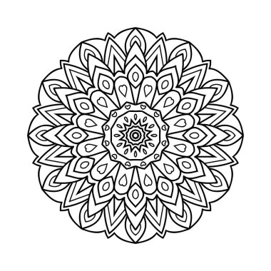 Geleneksel Arap tarzı mandala çizgisi sanatı. Çocuk boyama sayfası. Boyama sayfaları için çiçek mandala çizgisi. Mandala boyama sayfası dekorasyon elemanları vektörü. Arapça biçim mandala şablon vektörü.