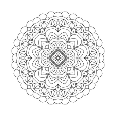 Arap tarzında çiçek mandala deseni. Çocuklar için boyama sayfası. Renkli sayfalar için Arapça mandala çizgisi. Dairesel mandala dekorasyonu. Çiçek mandala süsleme desen vektörü.