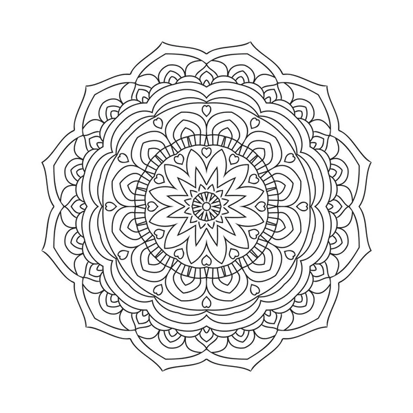 Dekorasyon mandala süs çizgisi sanat vektörü. Çocuk boyama sayfası. Geleneksel Hint çiçekli mandala deseni. Dairesel mandala süs deseni vektörü. Hint tarzı mandala çizgisi sanat dekorasyonu.