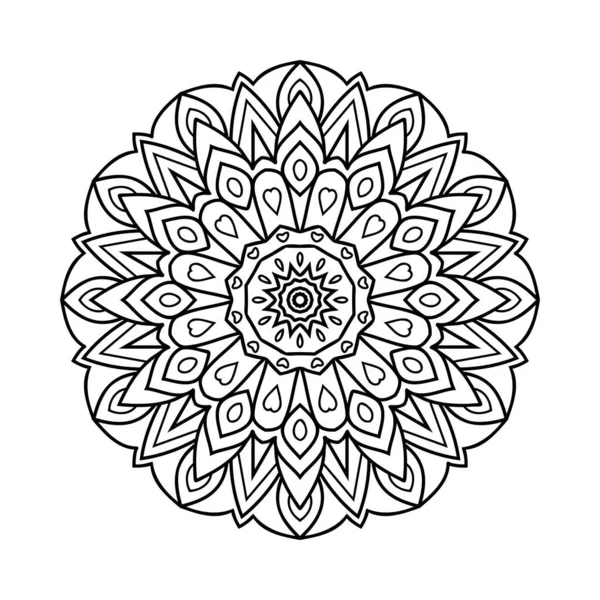 Traditional Arab Style Mandala Line Art Kids Coloring Page Flower — Stock Vector