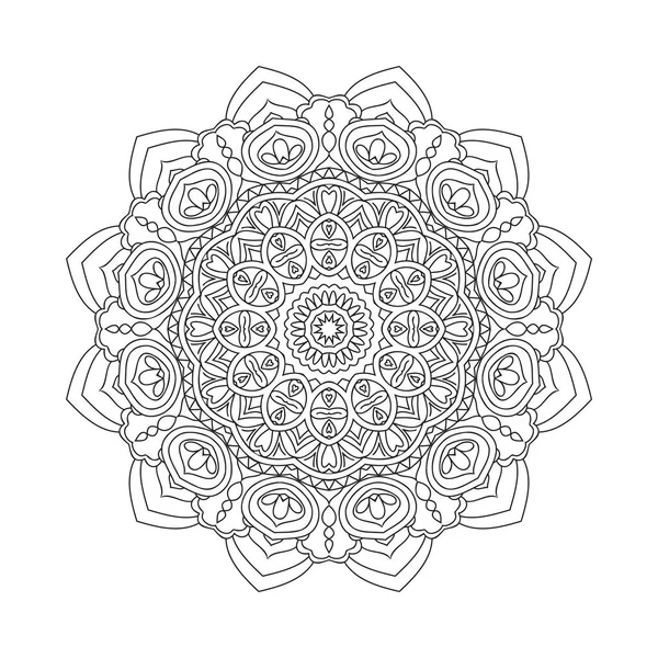 Mandala Element Dekoracji Linii Wektor Sztuki Arabski Styl Czarno Biały — Wektor stockowy