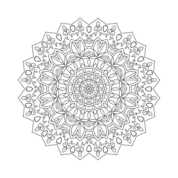 Indian Style Mandala Pattern Decoration Coloring Page Kids Circular Mandala — Stock Vector