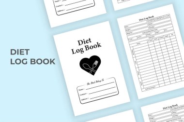 Diyet seyir defteri KDP 'nin içi. Günlük yemek planlayıcısı ve diyet takip defteri. KDP dahili dergisi. Günlük yiyecek planlama kayıt defteri ve yemek takip günlüğü şablonu. Diyet planlayıcı defteri.