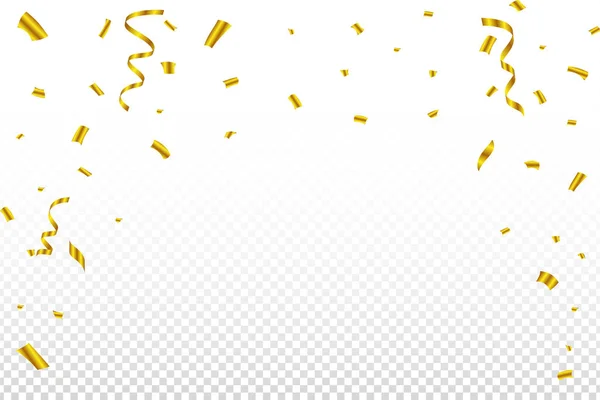 Золоте Конфетті Стрічка Ізольовані Прозорому Тлі Фестиваль Елементів Вектор Проста — стоковий вектор
