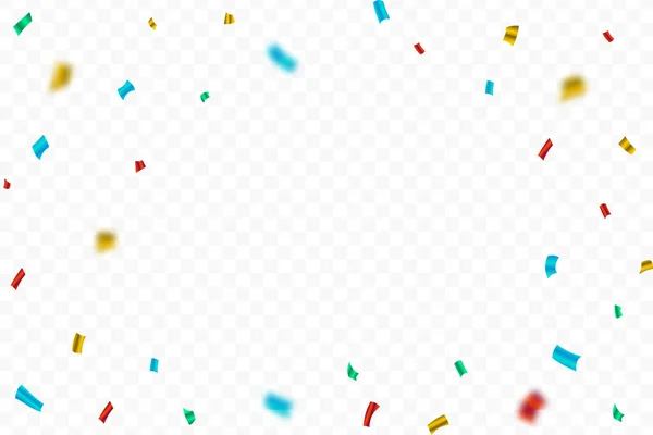 Kleurrijke Glimmende Confetti Explosie Geïsoleerd Transparante Achtergrond Multicolor Party Tinsel — Stockvector