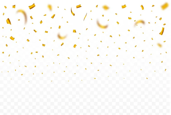 Golden Confetti Falling Isolated Transparent Background Confetti Falling Illustration Golden — 图库矢量图片