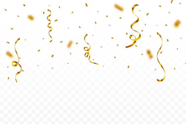 Golden Confetti Isolated Transparent Background Confetti Vector Carnival Background Golden — 图库矢量图片