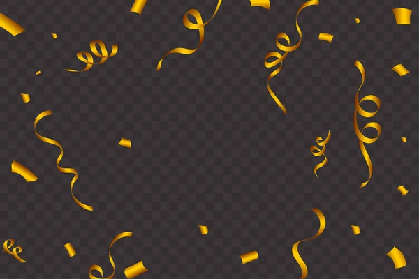 Golden Confetti Falling Frame Isolated White Background Confetti Vector Carnival — Vettoriale Stock