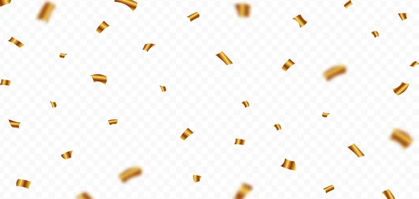 Golden Confetti Tinsel Falling Isolated Dark Background Anniversary Birthday Celebration — 图库矢量图片