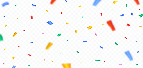 Confettis Multicolores Tombant Sur Fond Transparent Festival Éléments Fête Vecteur — Image vectorielle