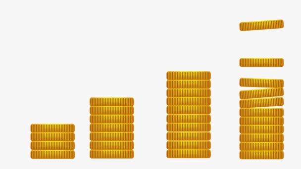 Χρήματα Πέφτουν Animation Για Τις Επιχειρήσεις Ανύψωση Χρυσού Νομίσματος Επιχειρήσεων — Αρχείο Βίντεο