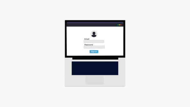 Online Website Login Animation Benutzername Und Passwort Eingeben Sich Auf — Stockvideo