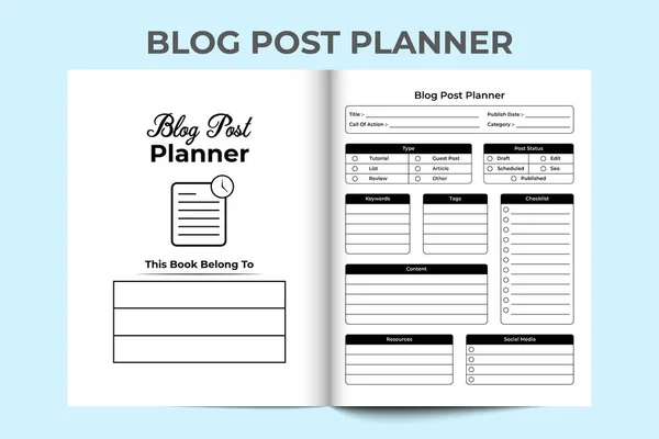 Kdp Εσωτερικό Blog Post Planner Πρότυπο Blog Συγγραφέας Πληροφορίες Και — Διανυσματικό Αρχείο