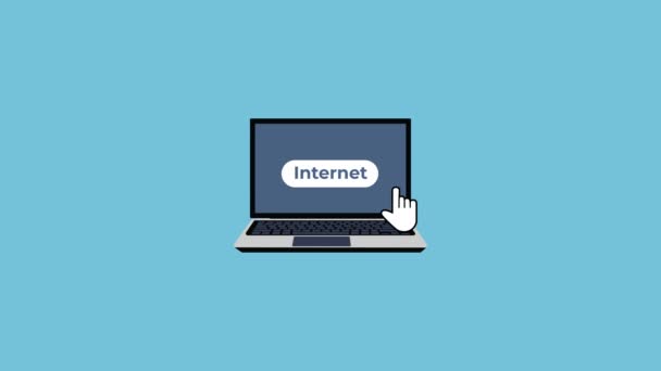 Интернет Сервис Ноутбуком Анимацией Подключение Интернету Хранением Данных Онлайн Видео — стоковое видео