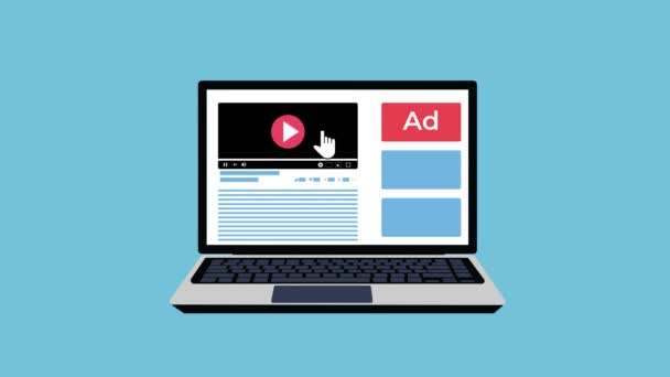 Reklamlar Para Kazanan Animasyonları Gösteren Online Bir Video Lık Bir — Stok video